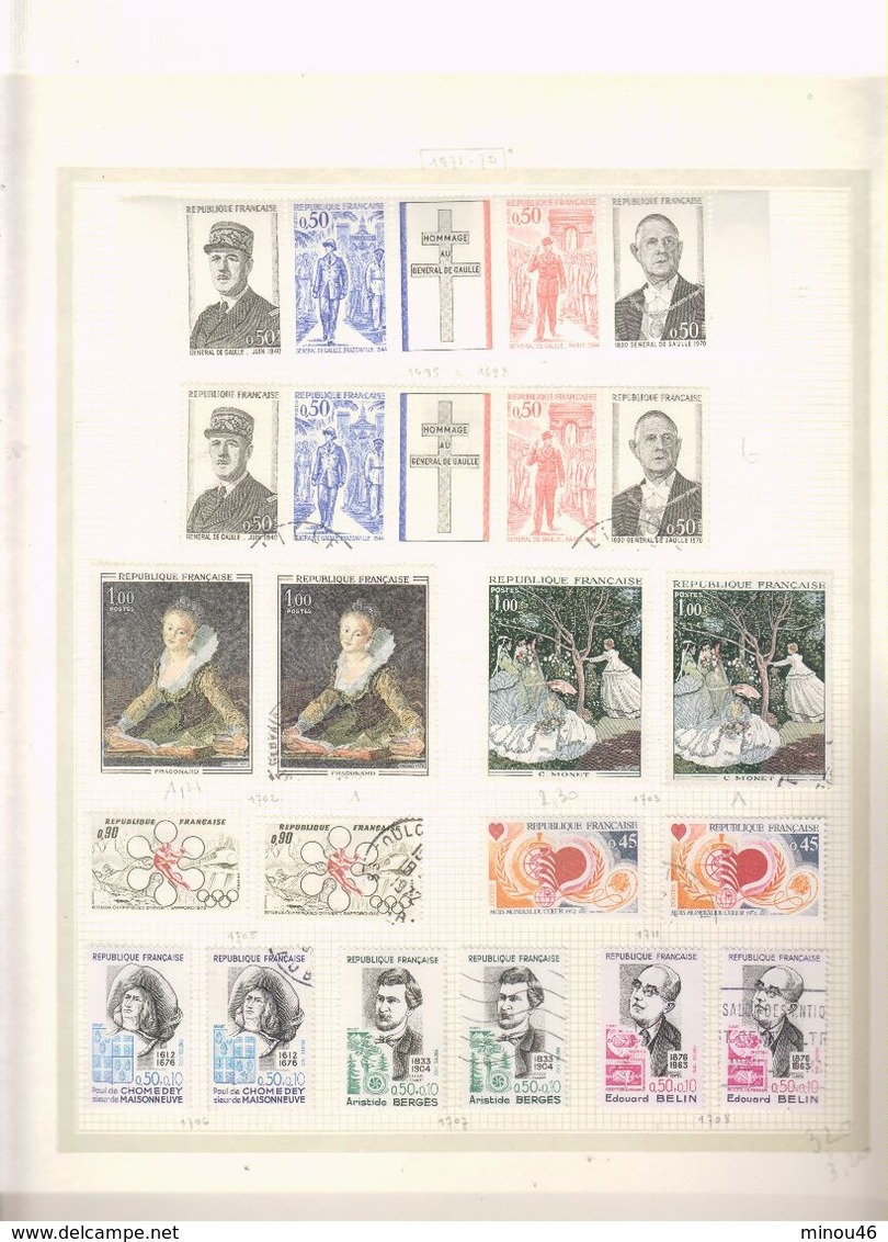 ALBUM FRANCE : 1962 A 1978 INCLUS DE 62 FEUILLES.NEUFS ET OBLITERES .QUASI COMPLET.TIMBRES T.B.ETAT.VOIR SCANS ET DESC.