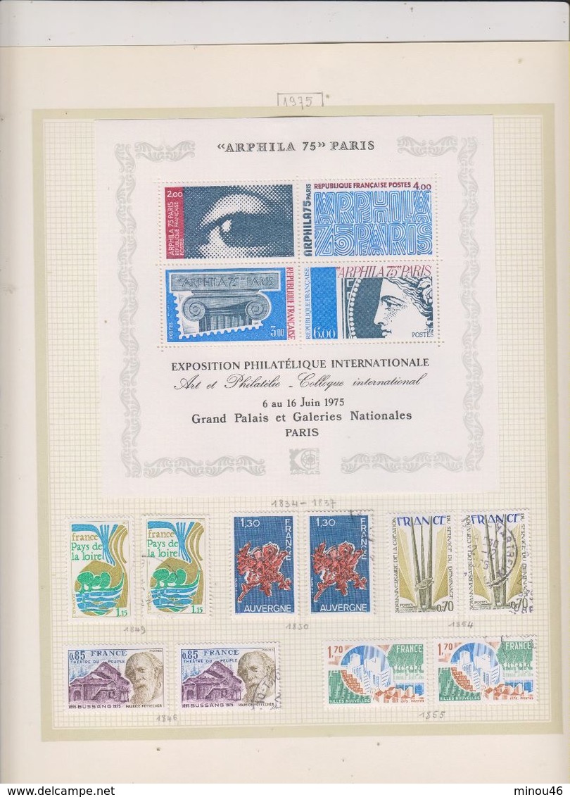 ALBUM FRANCE : 1962 A 1978 INCLUS DE 62 FEUILLES.NEUFS ET OBLITERES .QUASI COMPLET.TIMBRES T.B.ETAT.VOIR SCANS ET DESC.