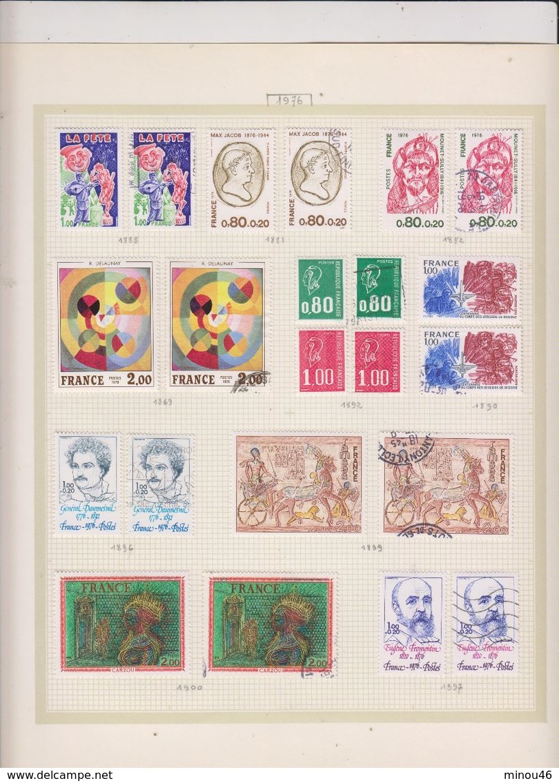 ALBUM FRANCE : 1962 A 1978 INCLUS DE 62 FEUILLES.NEUFS ET OBLITERES .QUASI COMPLET.TIMBRES T.B.ETAT.VOIR SCANS ET DESC.