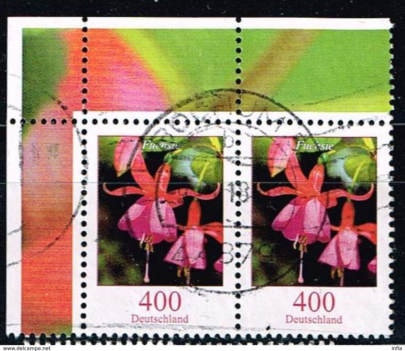 Bund 2015, Michel# 3190 O Fuchsie Waagerechtes Paar Eckrand - Used Stamps