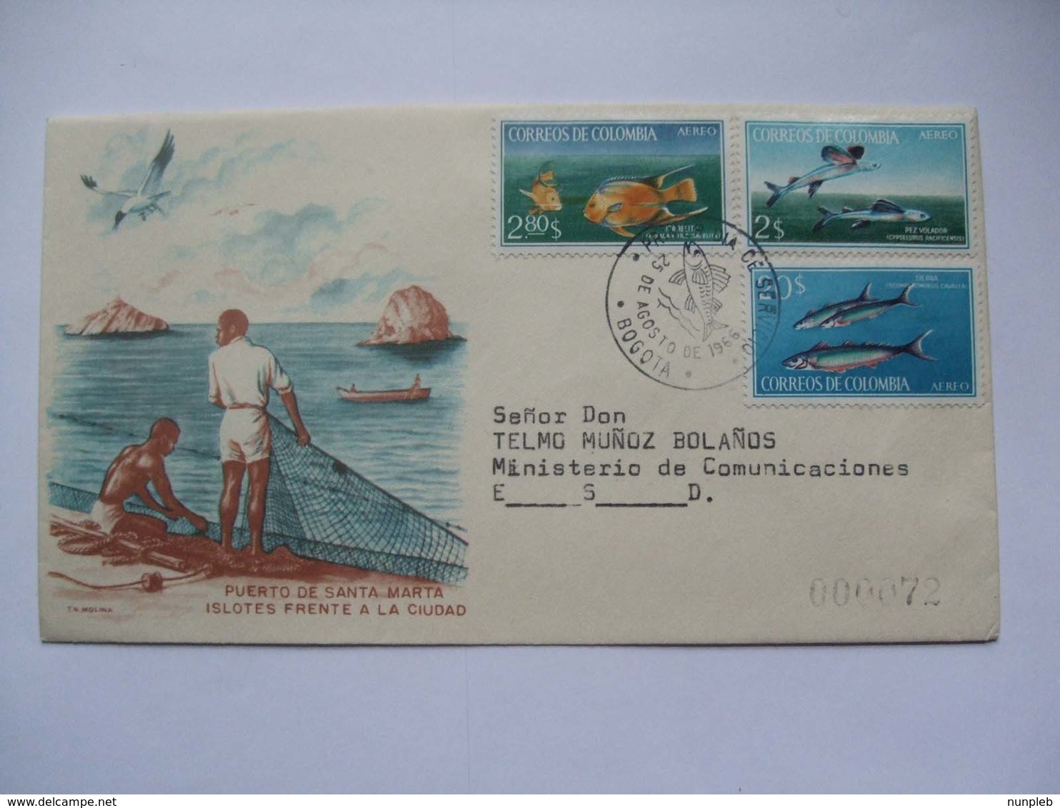 COLOMBIA 1966 FDC - Fish - Colombia