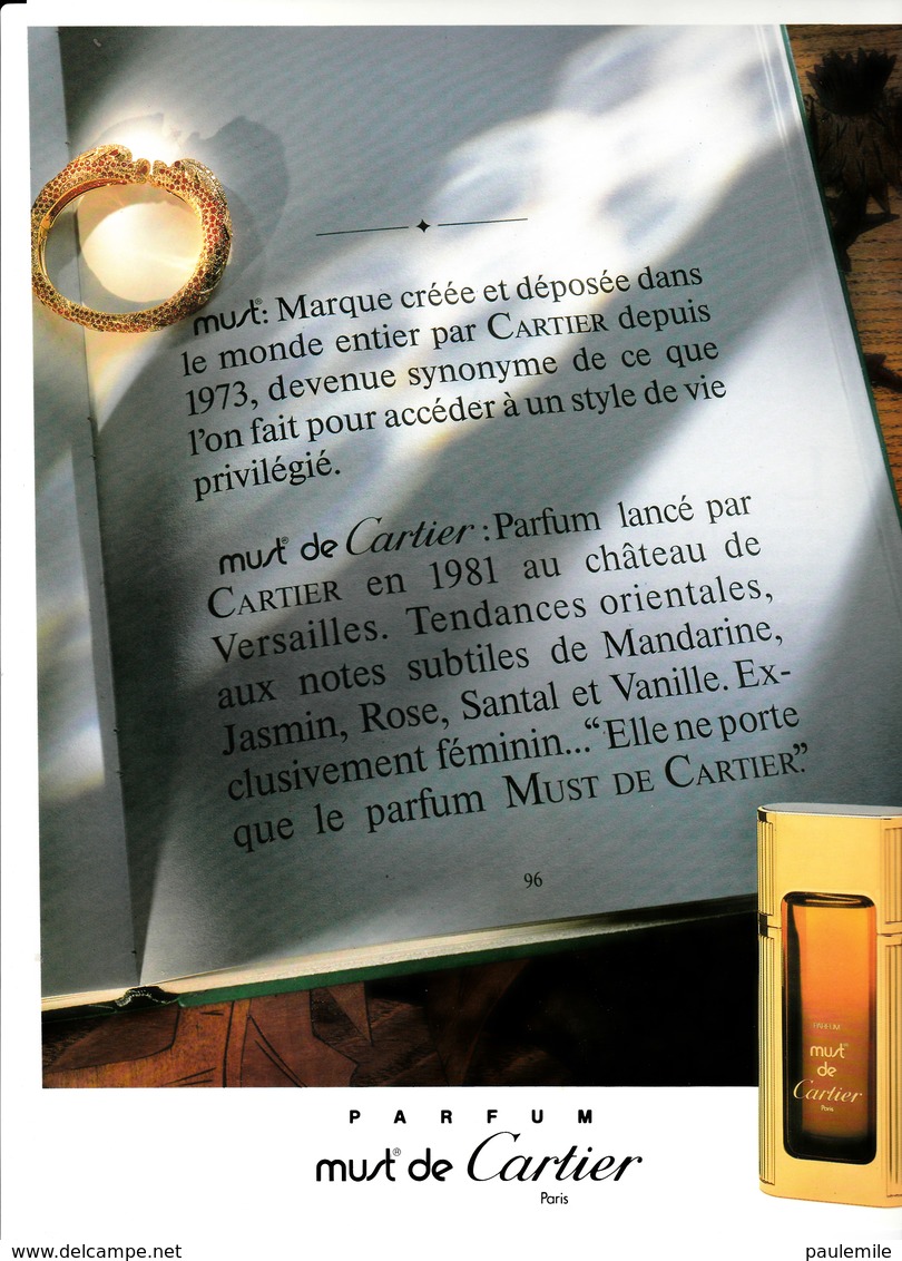 PUBLICITE DE 1989       PARFUMS Cartier   29.7 Sur 21 Cm - Autres & Non Classés