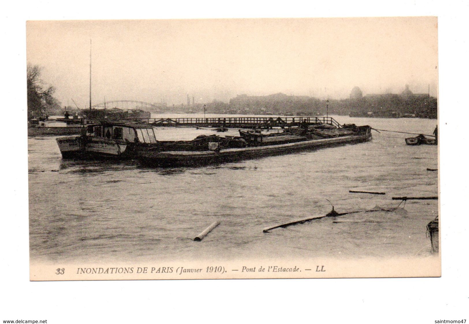 75 - PARIS . INONDATIONS DE PARIS 1910 . PONT DE L'ESTACADE - Réf. N°7992 - - Inondations De 1910