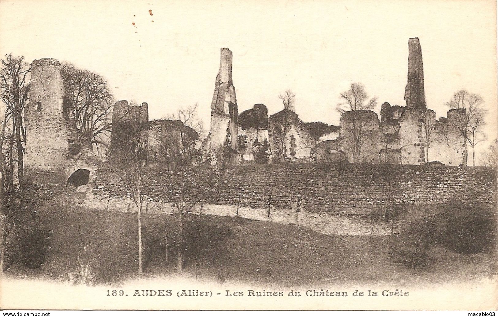 03 Allier  : Audes Les Ruines Du Château Des La Crête Réf 3903 - Otros & Sin Clasificación