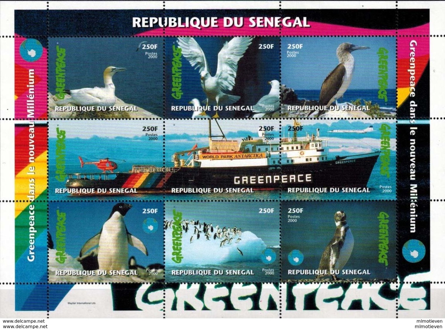 MDB-BK24-231 MINT ¤ SENEGAL 2000 9w In Serie ¤ GREENPEACE -BIRDS OF THE WORLD - VÖGEL - BIRDS - VOGELS - OISEAUX - AVES - Songbirds & Tree Dwellers