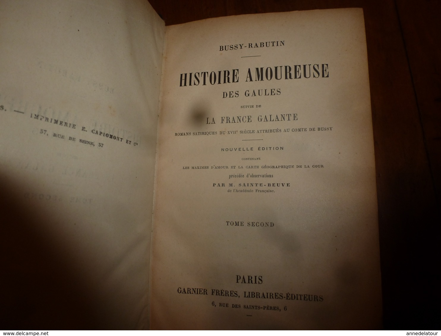 1840 HISTOIRE AMOUREUSE DES GAULES  Tome 2   Par Bussy-Rabutin     Suivi De La France Galante Du XVIIe Siècle - 1801-1900