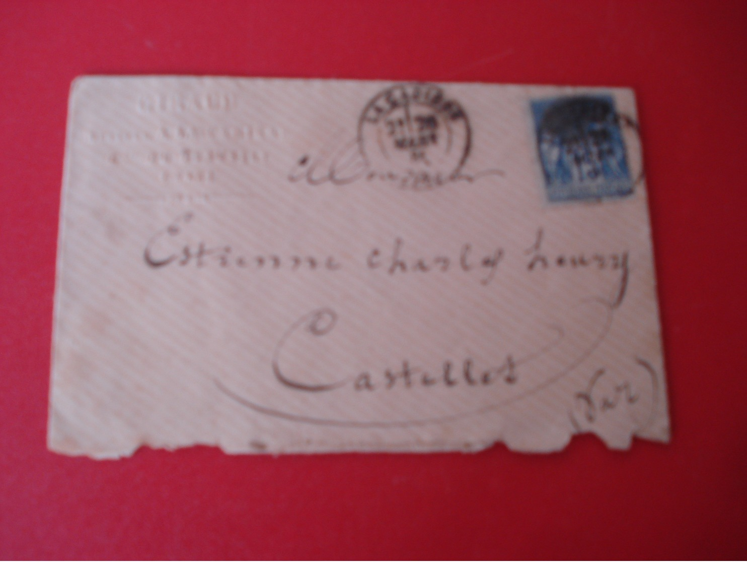 1881 Enveloppe De La Cadiere Pour Le Castellet En Surimpression Cachet Notaire La Cadiere Var - 1877-1920: Periodo Semi Moderno