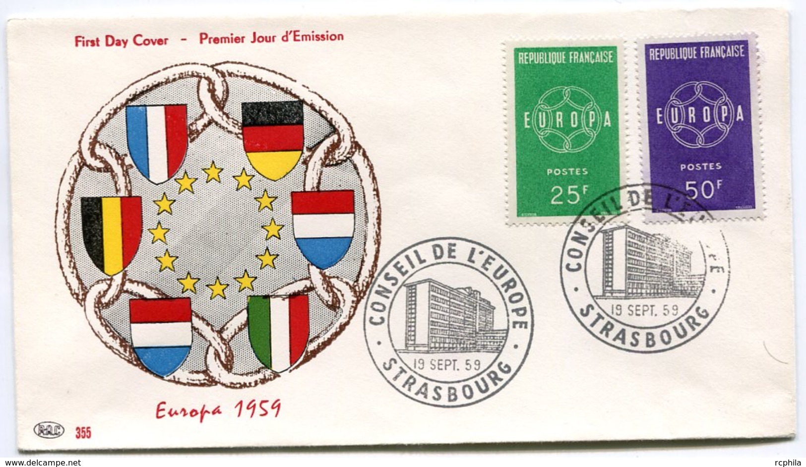 RC 7813 FRANCE FDC ENVELOPPE 1er JOUR EUROPA 1959 - 1959