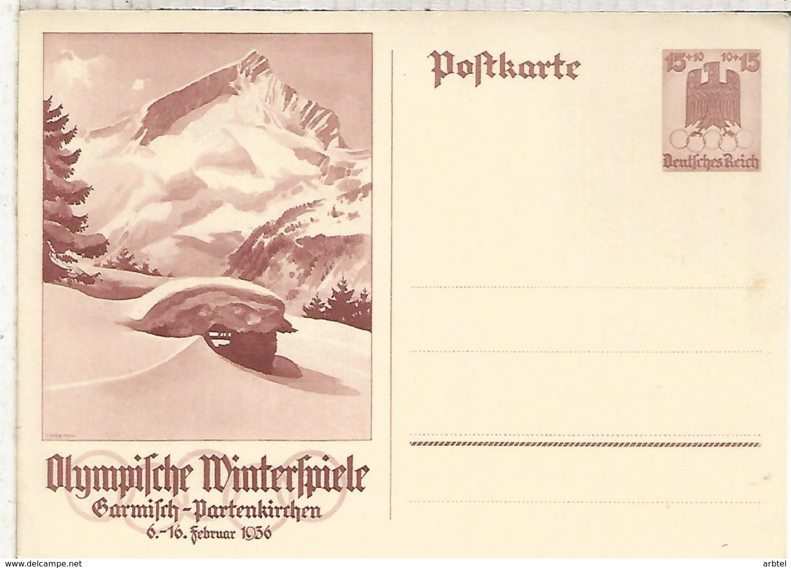 ALEMANIA REICH 1936 GARMICH PARTENKIRCHEN JUEGOS OLIMPICOS DE INVIERNO - Winter 1936: Garmisch-Partenkirchen