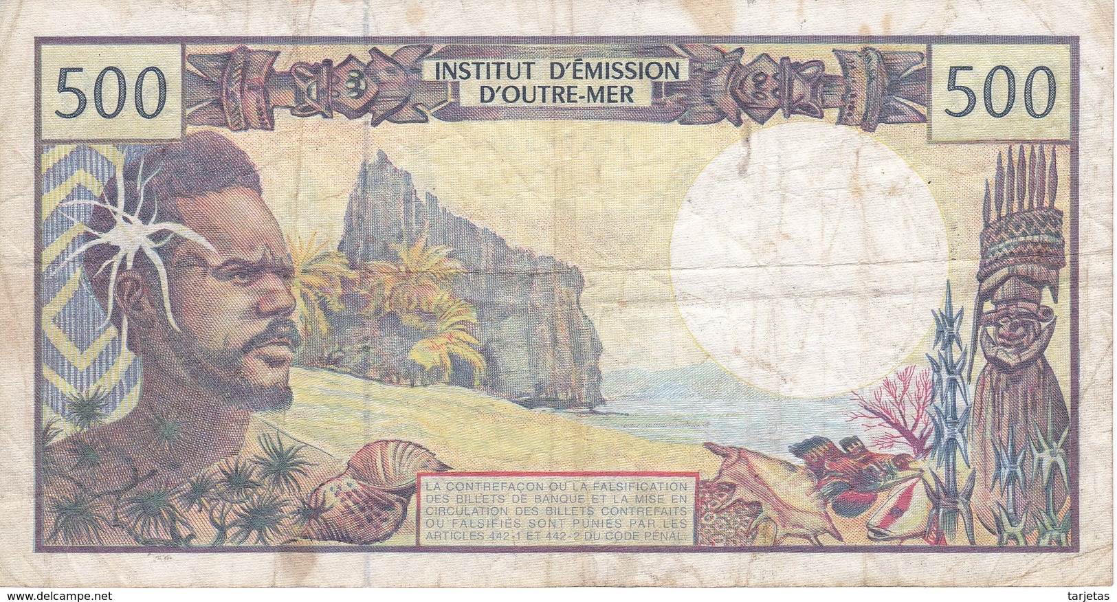 BILLETE DE OUTRE-MER DE 500 FRANCS (BANK NOTE) CARACOLA-SEA SHELL - Papeete (Polinesia Francesa 1914-1985)