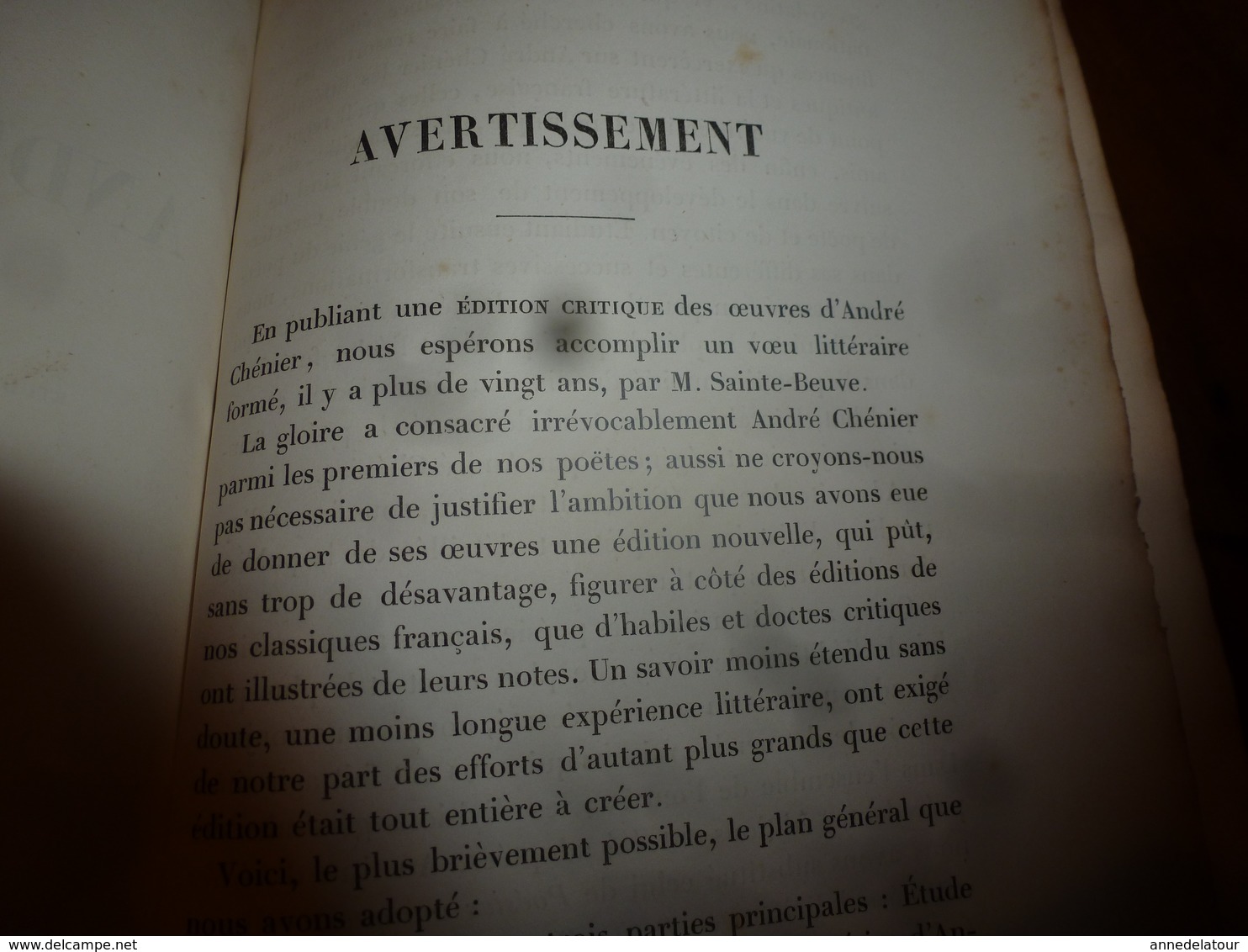 1862 ANDRÉ CHÉNIER  ses Poésies,dont ode à Charlotte Corday -  L. Becq de Fouquières , etc- édit.Charpentier (493 pages)