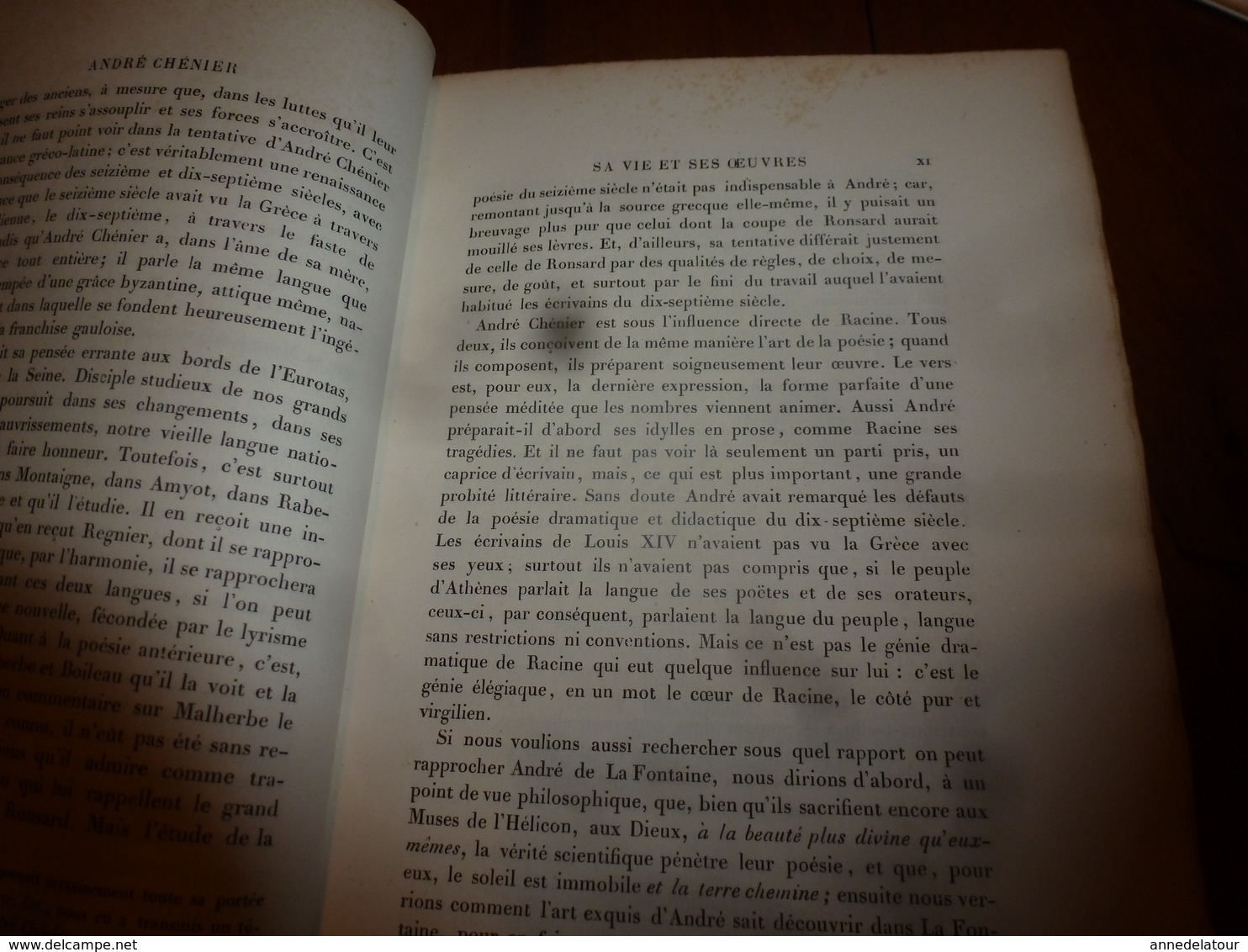 1862 ANDRÉ CHÉNIER  ses Poésies,dont ode à Charlotte Corday -  L. Becq de Fouquières , etc- édit.Charpentier (493 pages)