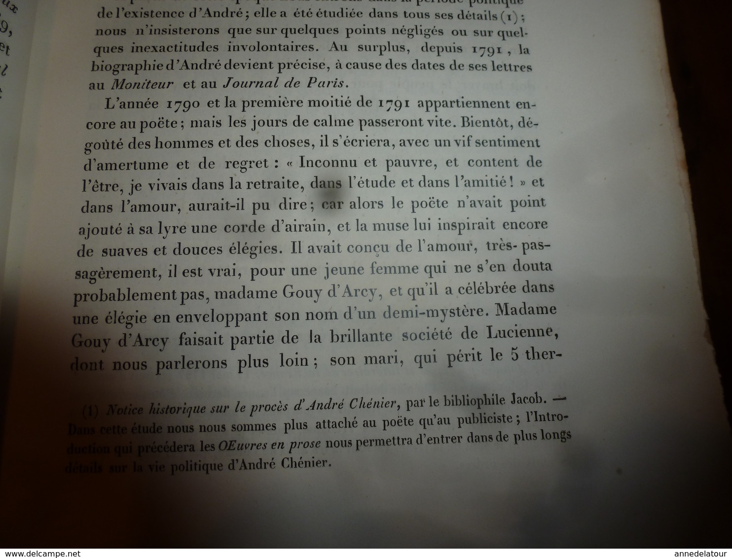 1862 ANDRÉ CHÉNIER  ses Poésies,dont ode à Charlotte Corday -  L. Becq de Fouquières , etc- édit.Charpentier (493 pages)