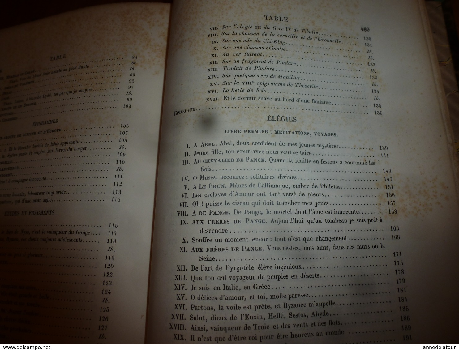 1862 ANDRÉ CHÉNIER  ses Poésies,dont ode à Charlotte Corday -  L. Becq de Fouquières , etc- édit.Charpentier (493 pages)