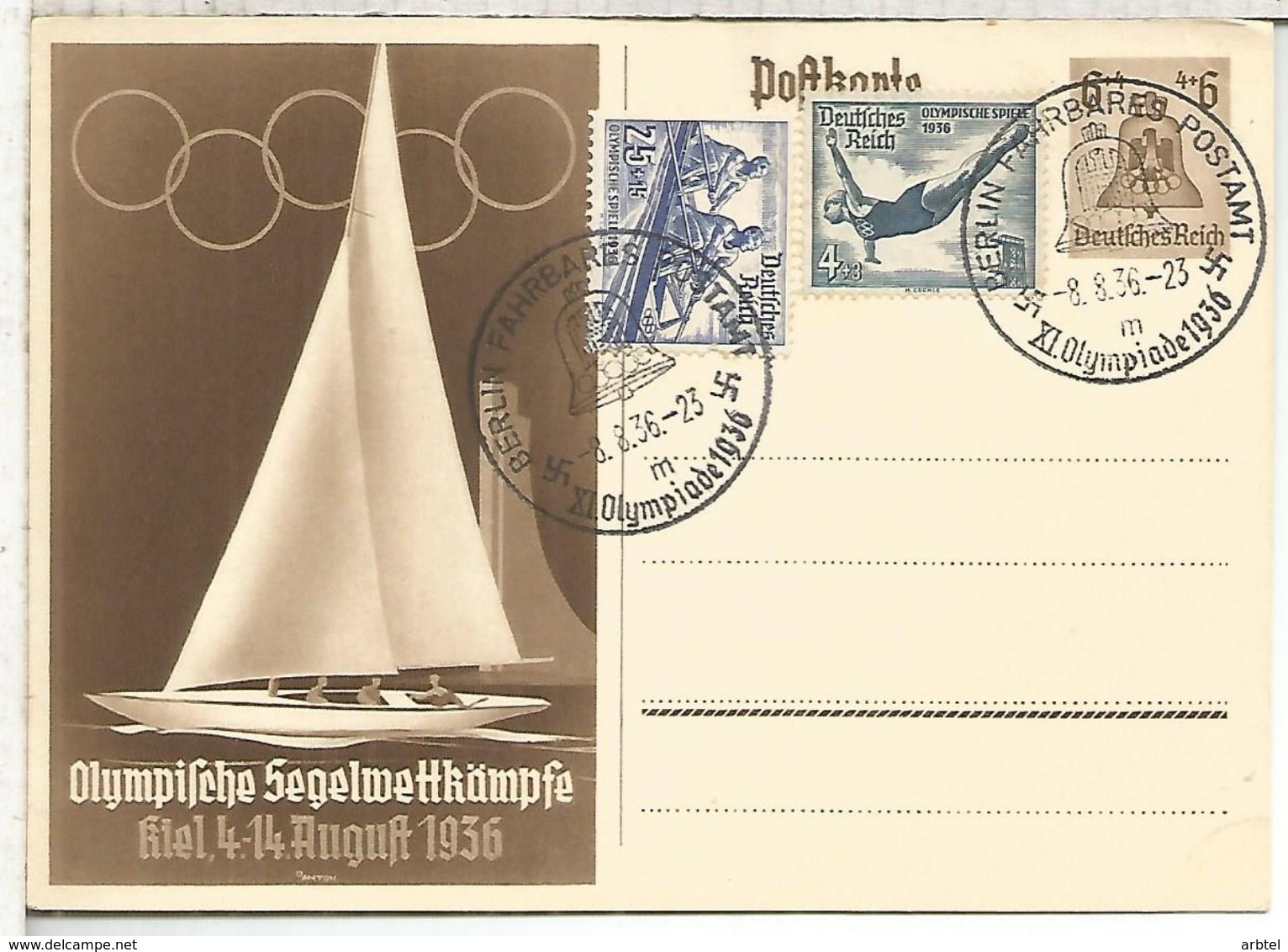 ALEMANIA REICH 1936 JUEGOS OLIMPICOS DE BERLIN MAT FAHRBARES POSTAMT M - Ete 1936: Berlin