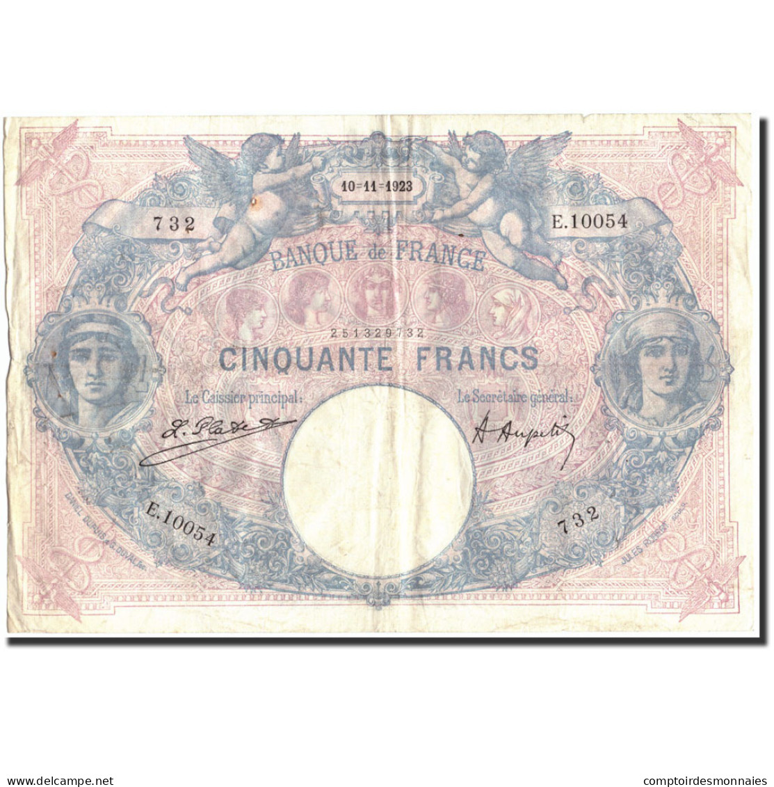 France, 50 Francs, 50 F 1889-1927 ''Bleu Et Rose'', 1923, 1923-11-10, TB+ - 50 F 1889-1927 ''Bleu Et Rose''