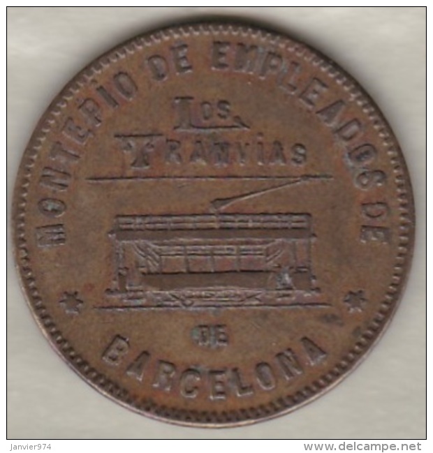 Jeton Tramways. COOPERATIVA TRANVIAS DE BARCELONA. 10 CENTIMOS 1916. - Monétaires/De Nécessité