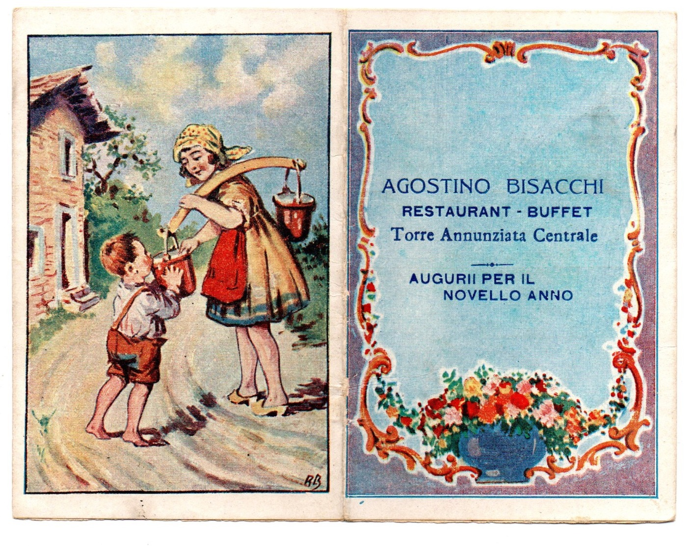 1926  - Calendario Tascabile Pieghevole  " Agostino Bisacchi " Restaurant - Buffet    Torre Annunziata Centrale - Petit Format : 1921-40