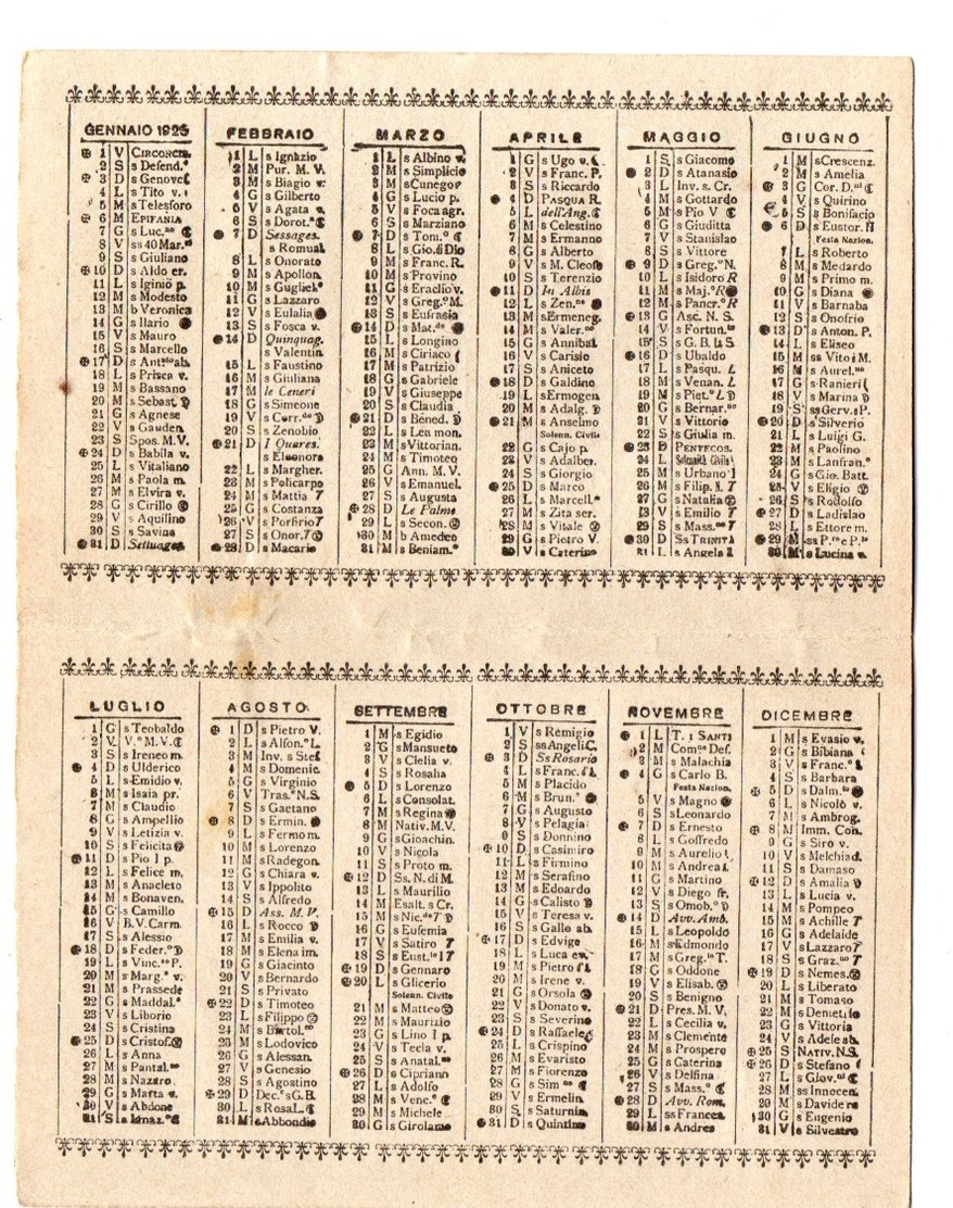 1926  - Calendario Tascabile Pieghevole  " Agostino Bisacchi " Restaurant - Buffet    Torre Annunziata Centrale - Small : 1921-40