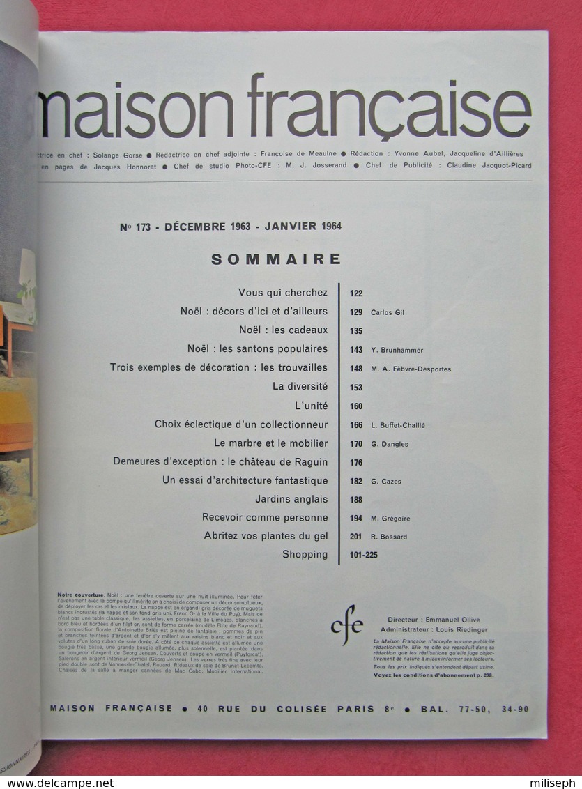 Revue Mensuelle LA MAISON FRANCAISE -  N° 173 - Décembre 1963 - Janvier 1964  (4409) - Autres & Non Classés