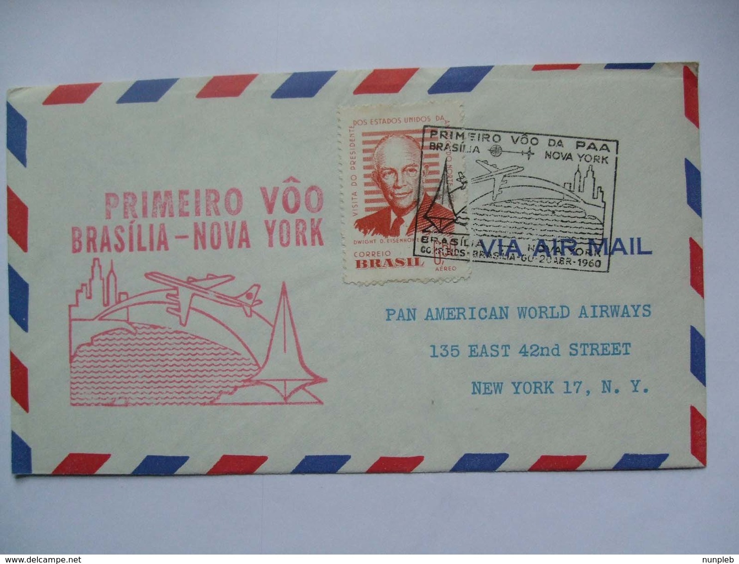 BRAZIL - 1960 First Flight Cover Brasilia To New York - Covers & Documents