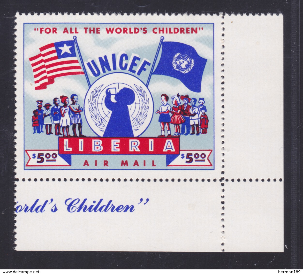 LIBERIA AERIENS N°   75A ** MNH Neuf Sans Charnière, Format 51x39, TB (CLR217) UNICEF - Liberia
