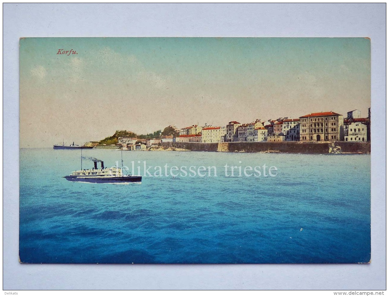 GRECIA GREECE Corfù Korfu Nave Ship Piroscafo Old Postcard AK Vecchia Cartolina - Grecia