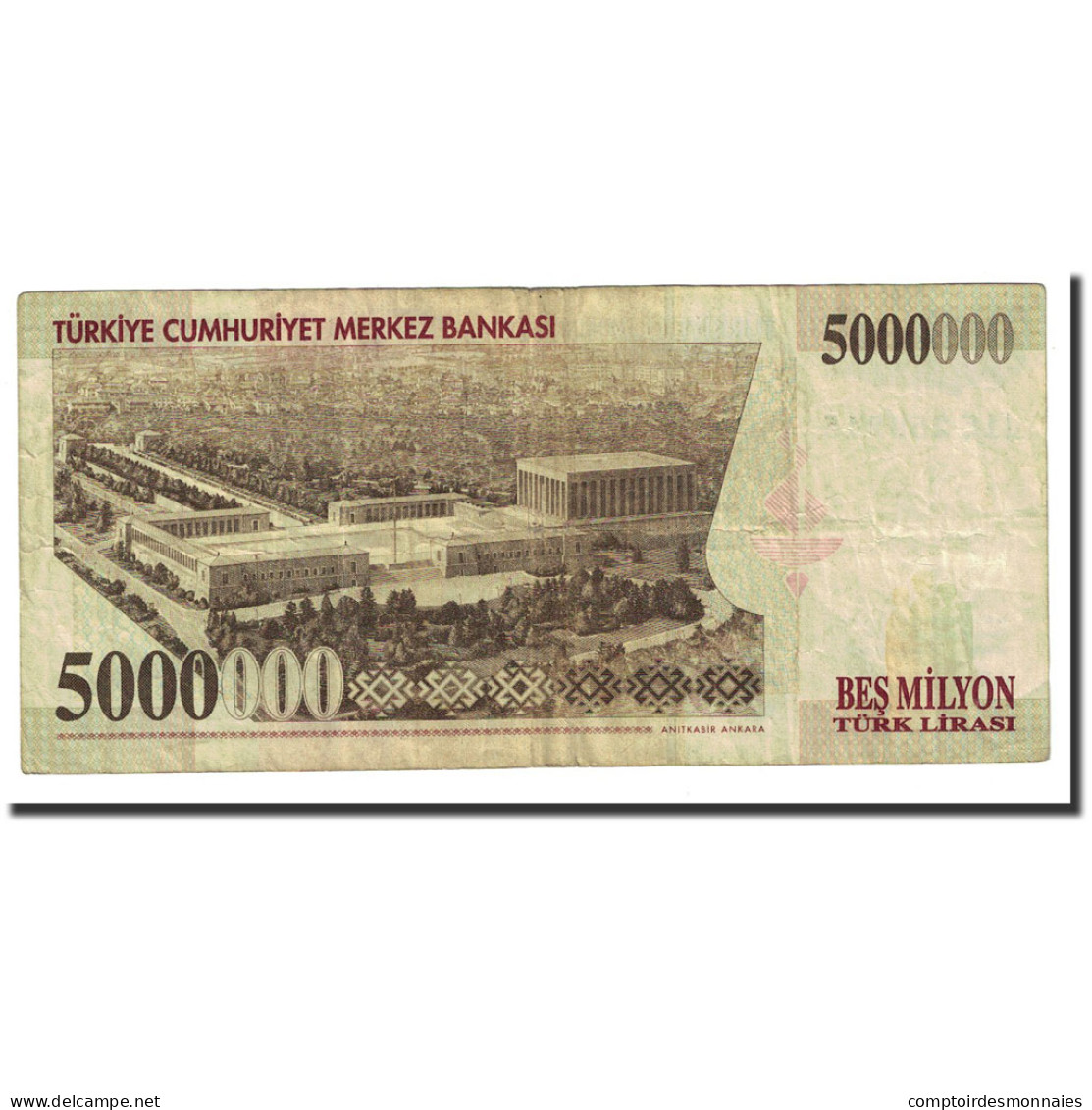 Billet, Turquie, 5,000,000 Lira, L.1970, 1970-10-14, KM:210, TTB - Turquie