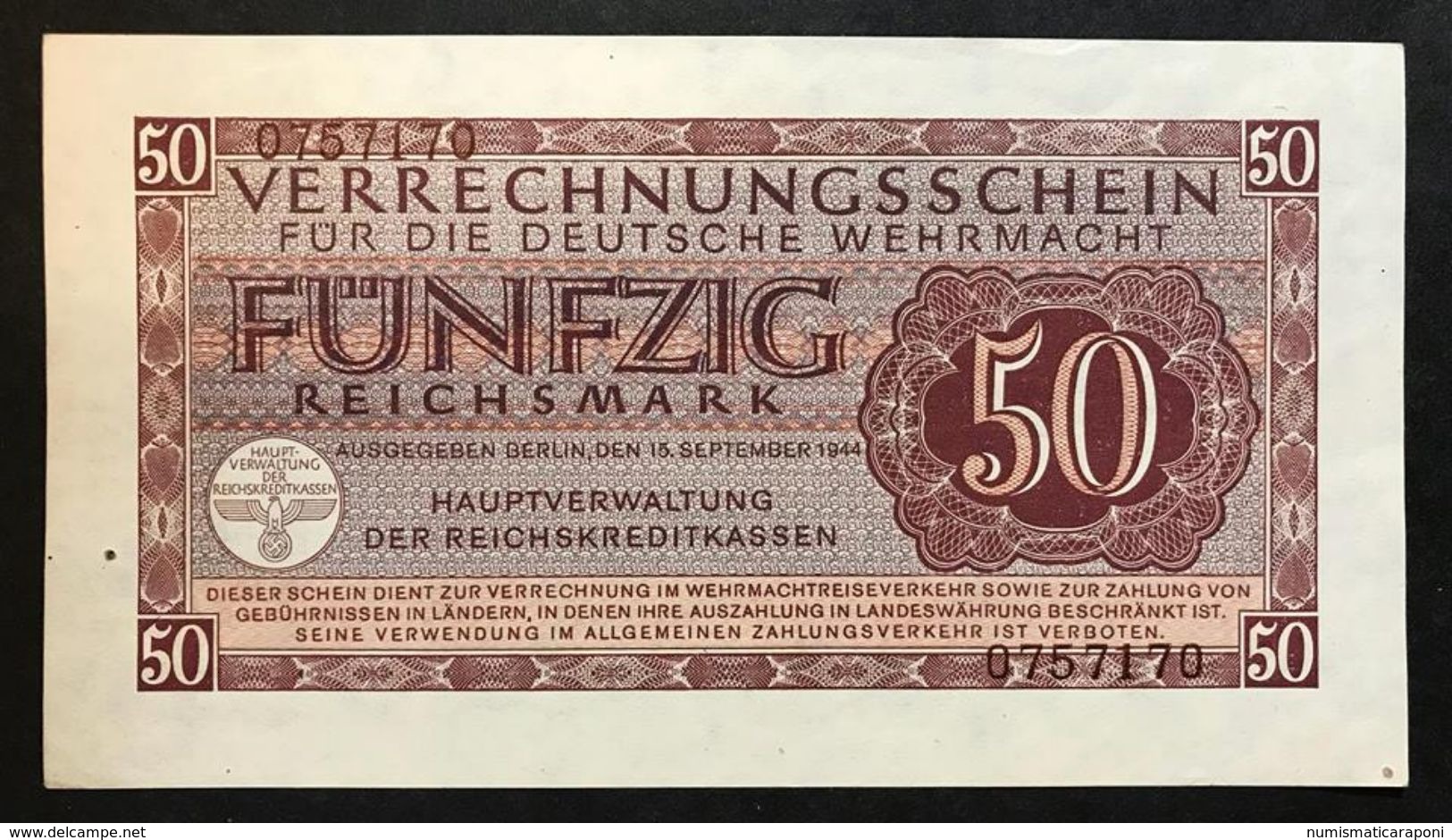 GERMANIA ALEMANIA GERMANY  50 REICHSMARK 1944 Sup/fds   LOTTO 739 - 10 Reichsmark