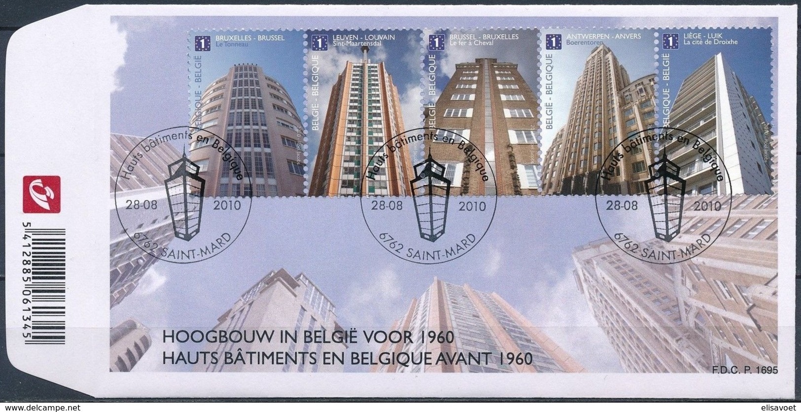 Belgie Belgique  2010 OCBn° FDC 4049-4053 (o) Oblitéré  Cote 12,50 Euro  Hoogbouw Haut Bâtiments - 2001-2010