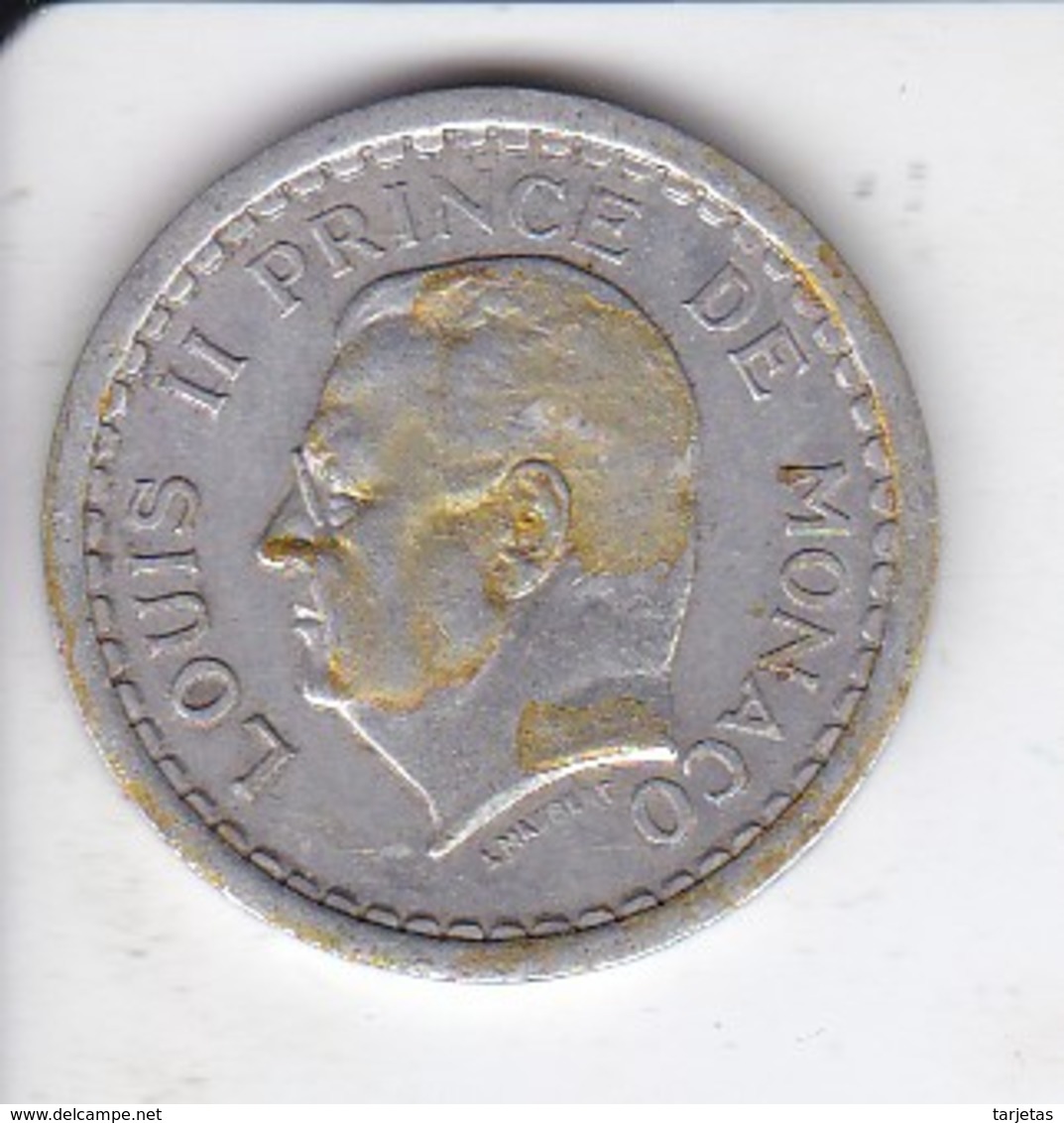 MONEDA DE MONACO DE 1 FRANC DEL AÑO 1944 (COIN) LOUIS II - 1922-1949 Louis II