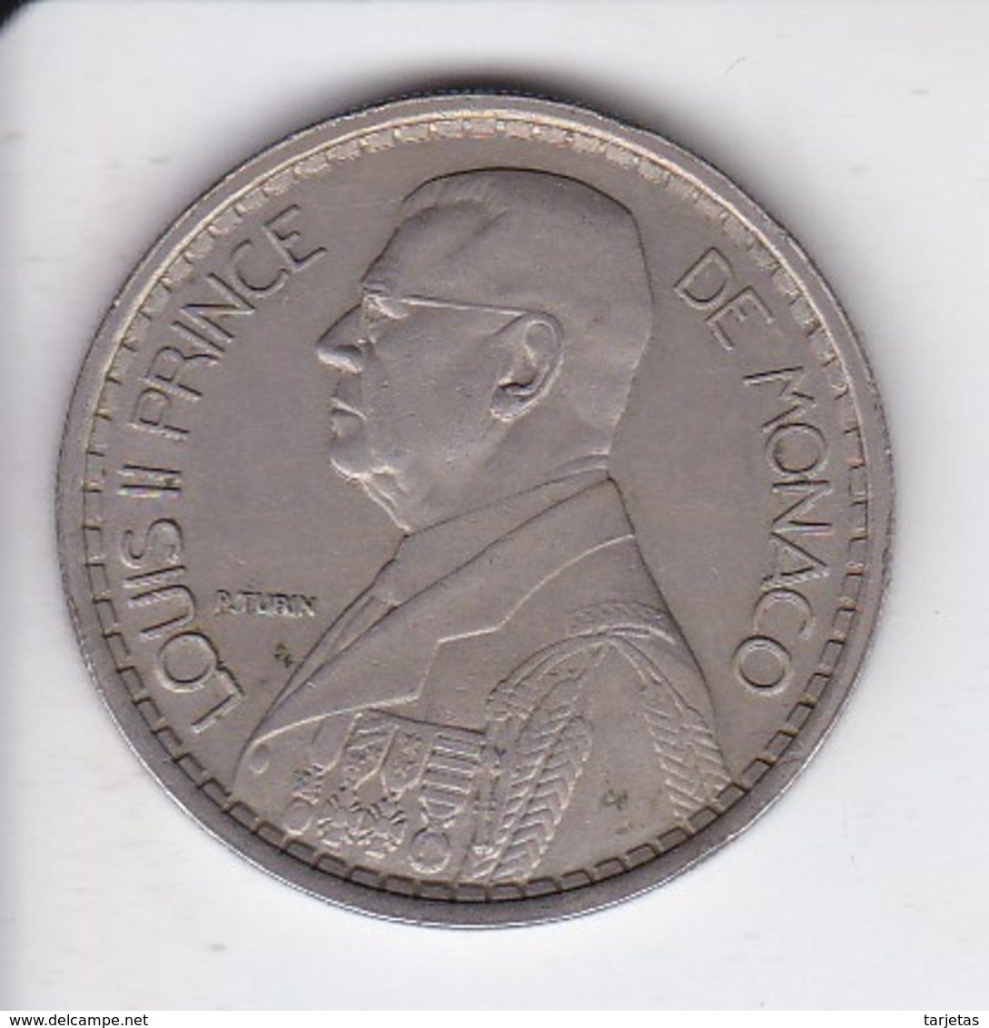 MONEDA DE MONACO DE 20 FRANCS DEL AÑO 1947 (COIN) LOUIS II - 1922-1949 Louis II