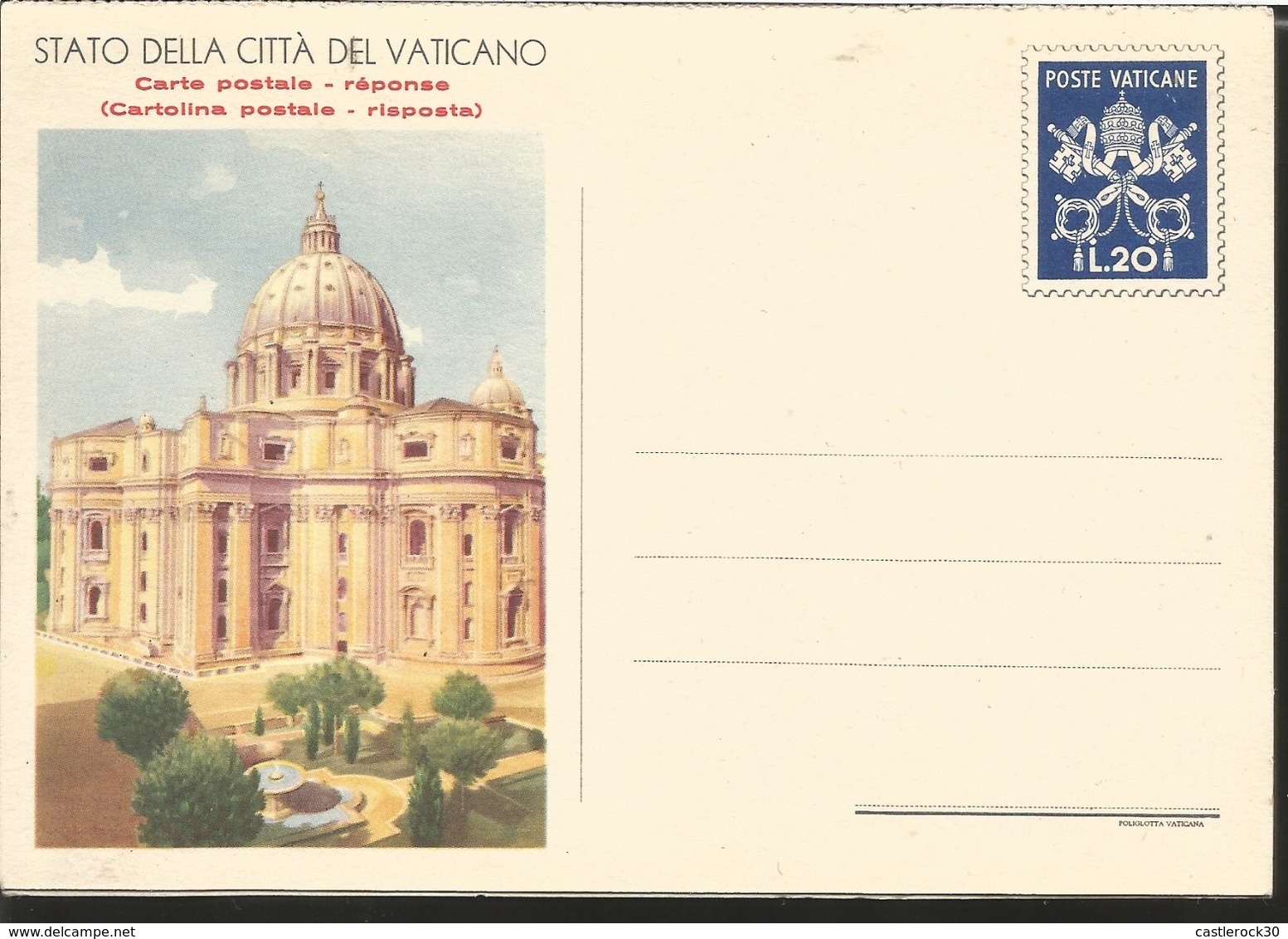 J) 2016 VATICAN CITY, VATICAN CITY STATE, CHURCHES, WITH REPLI CARD, POSTAL STATIONARY - Lettres & Documents