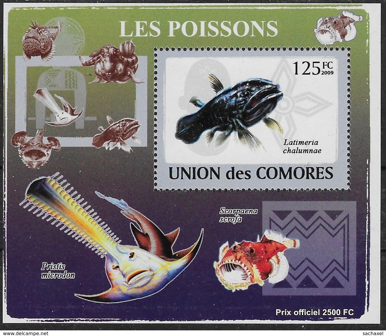 2009 Union Des Comores N° BF Nf** MNH . 3  Blocs-Feuillets . Poissons - Fische