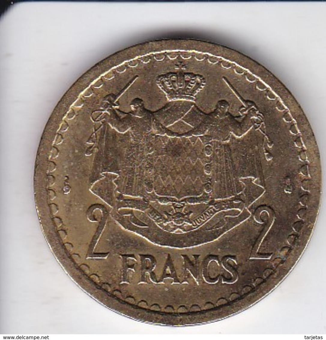 MONEDA DE MONACO DE 2 FRANCS DEL AÑO 1945 (COIN) LOUISE II - 1922-1949 Louis II