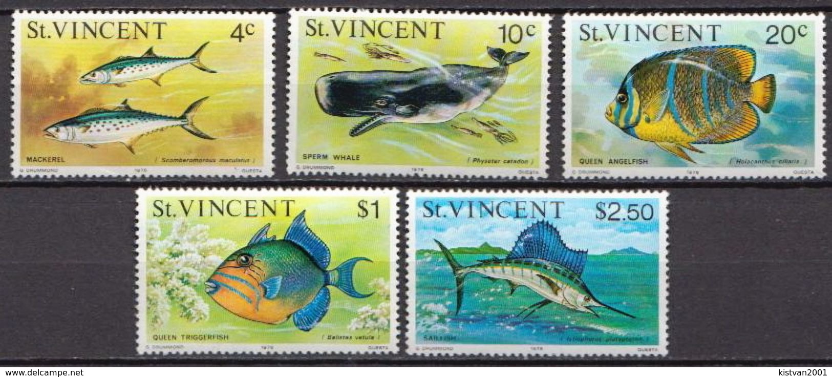 St Vincent MNH Set With Year 1976 - Fishes