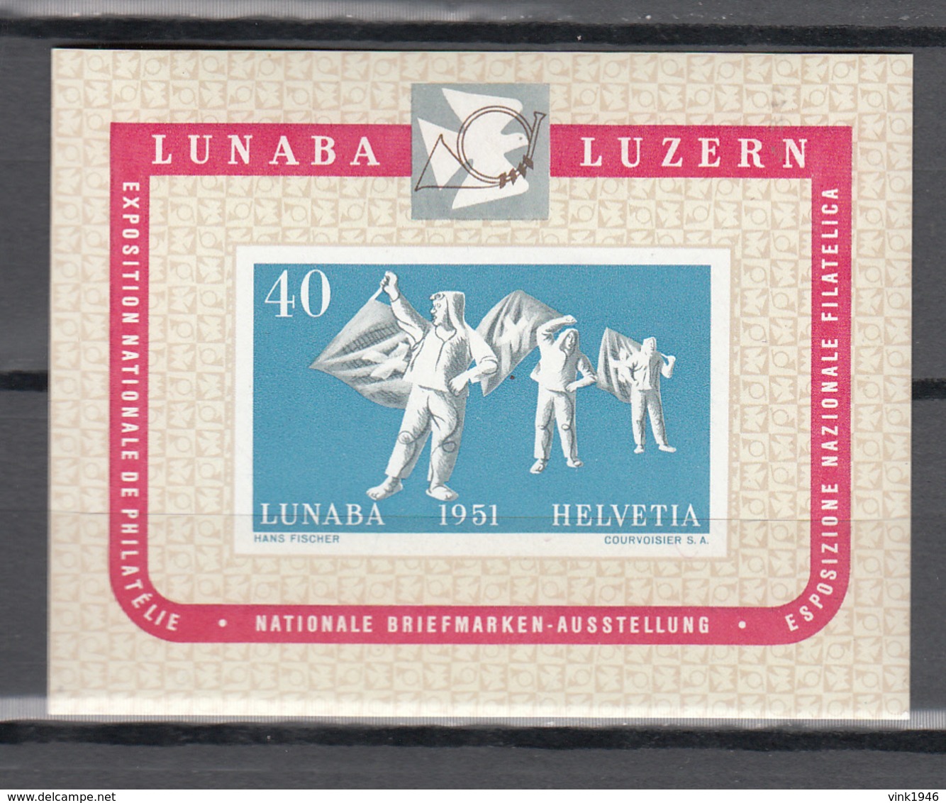 Switzerland Schweiz 1951, 1 Block,Lunaba Luzern,flags,banners,vlaggen,exhibition,ausstellung,MH/Ongebruikt(L3301) - Stamps
