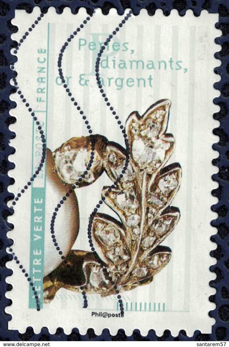 France 2017 Oblitéré Used Fleurs Et Métiers D'Art Perles Diamant Or Et Argent Y&T 1420 - Oblitérés