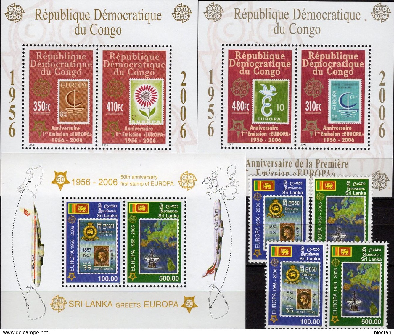 Kongo-Kinshasa Blocks 249+251,Sri Lanka 1525/6,ZD+Bl.102 ** 66€ Hb Sheets Bloc Stamp On Stamps 50 Year Bf CEPT 2006 - Collections (without Album)