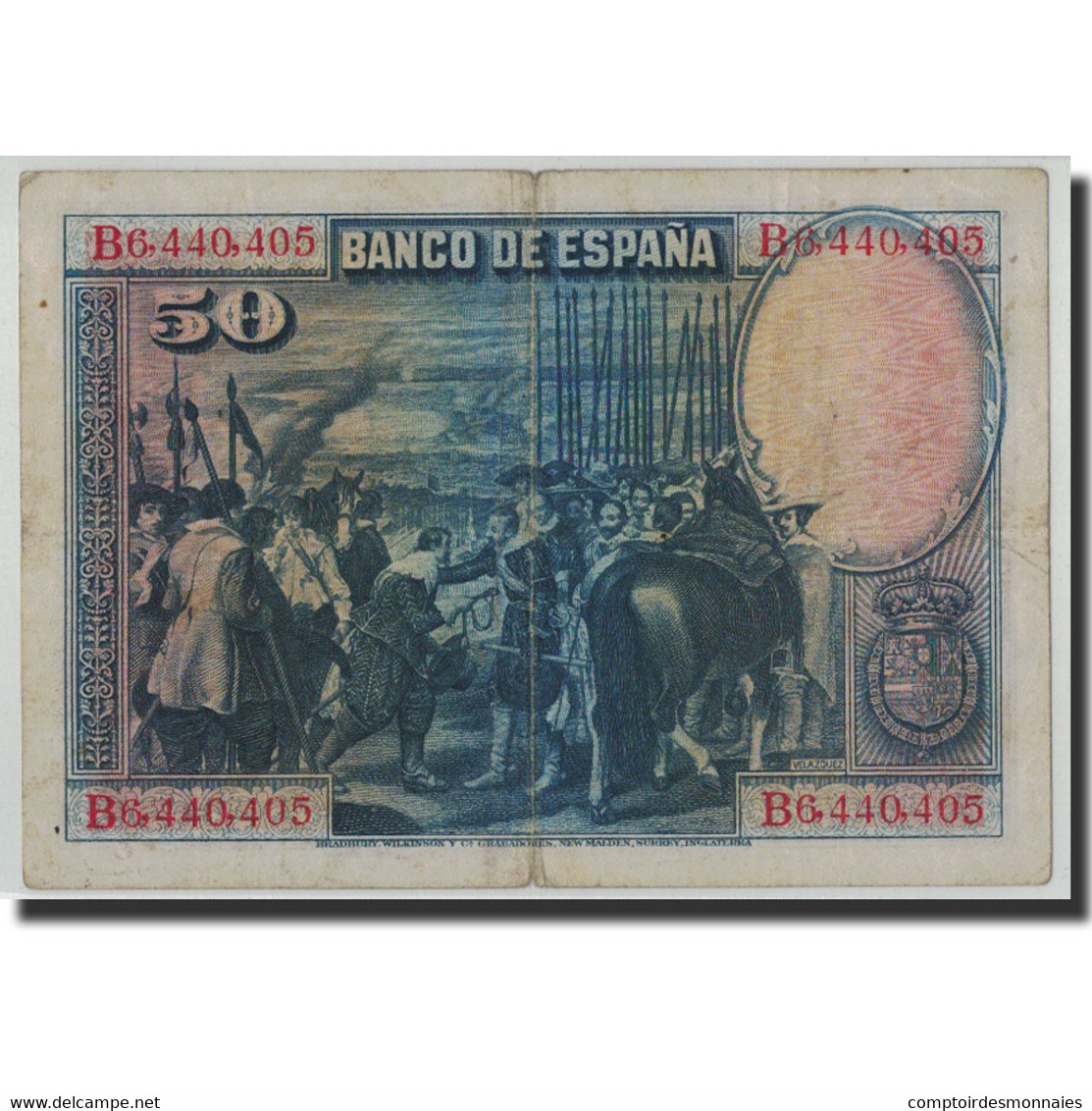 Billet, Espagne, 50 Pesetas, 1928, 1928-08-15, KM:75b, B+ - 50 Peseten