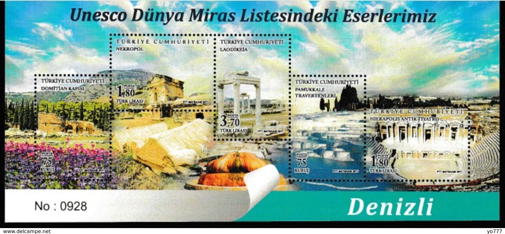 (4336A)Our Sites In Unesco Is World Heritage List Waterfall Rock Tomb Hierapolis Nexropol Leodikeia Souvenir Sheet MNH** - Ongebruikt