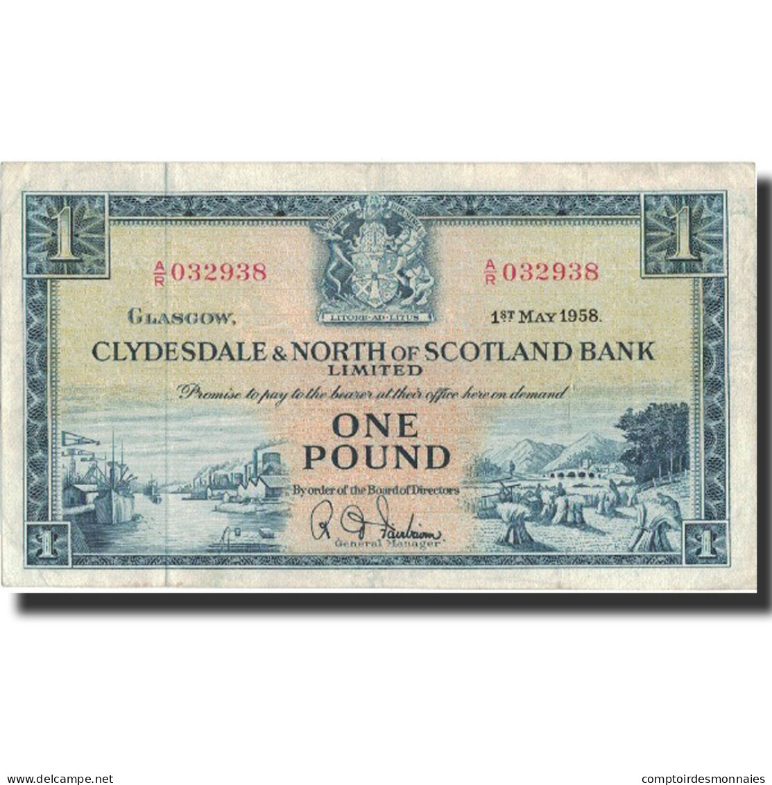 Billet, Scotland, 1 Pound, 1958, 1958-05-01, KM:191b, TTB - 1 Pound