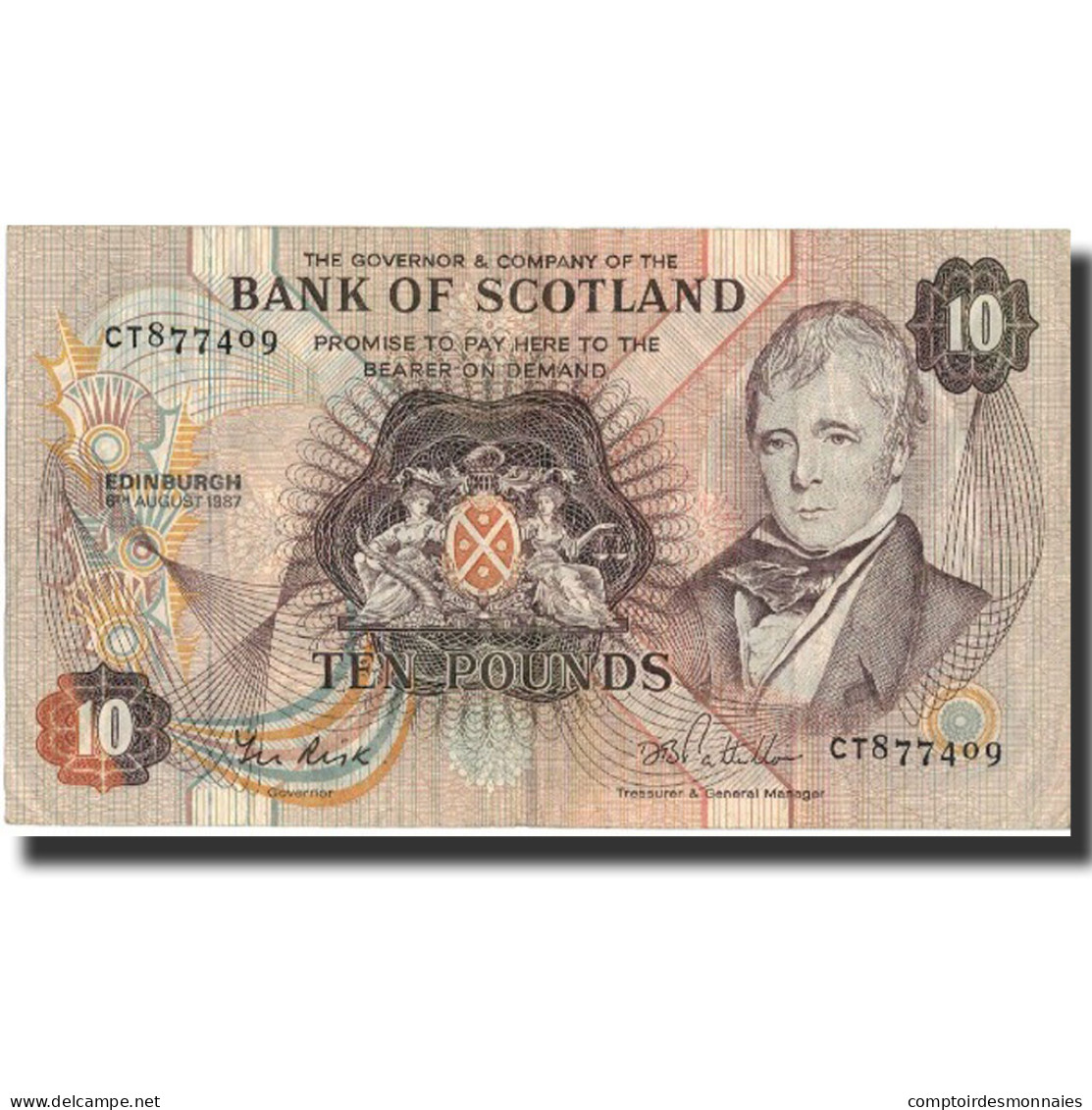 Billet, Scotland, 10 Pounds, 1987, 1987-08-06, KM:113c, TTB - 10 Ponden