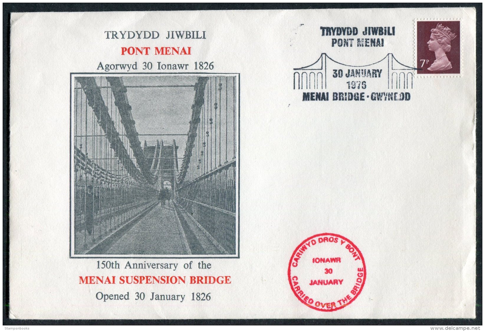 1976 GB Menai Bridge Wales Anglesey Cover - Covers & Documents