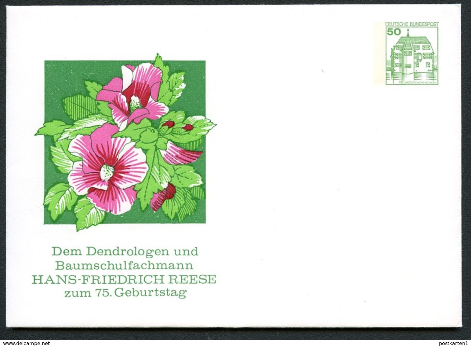 Bund PU113 B1/009 Privat-Umschlag HIBISCUS HANS-FRIEDRICH REESE  Überlingen1983 - Heilpflanzen
