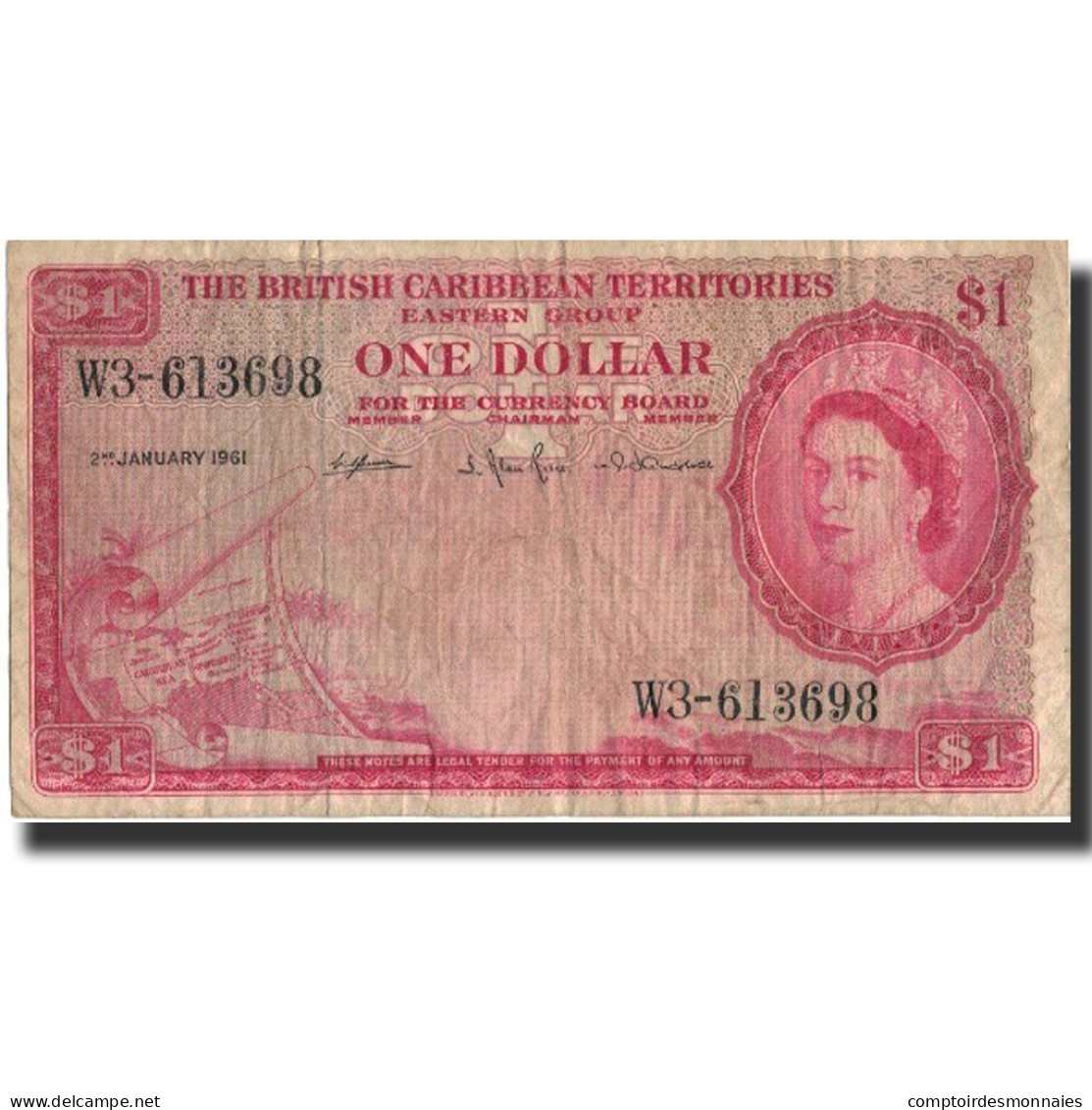 Billet, British Caribbean Territories, 1 Dollar, 1961, 1961-01-02, KM:7c, TB - Ostkaribik