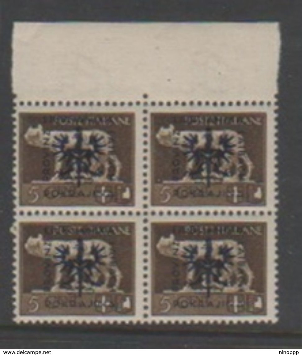 Italy-WW II Occupation-German Occupation Of Lubiana N36 1944 5c Brown Block Of 4 Mint Never Hinged - German Occ.: Lubiana