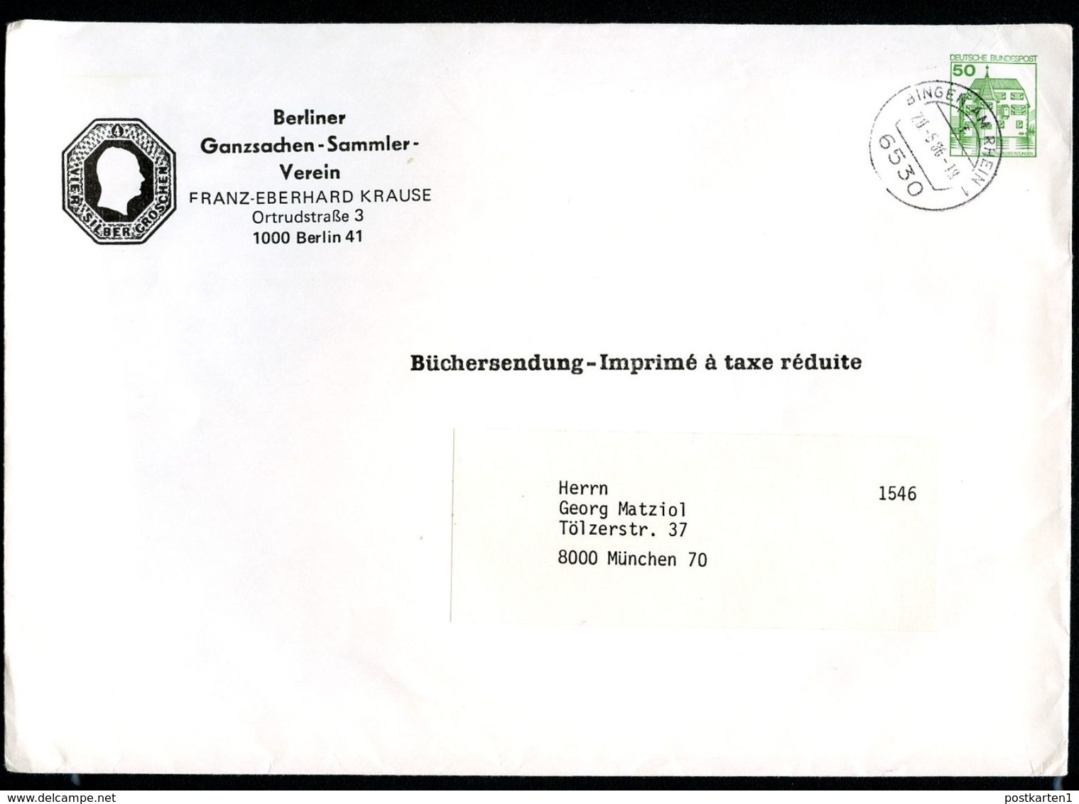 Bund PU113 B2/004a Privat-Umschlag BGSV Gebraucht Bingen 1986  NGK 8,00 € - Enveloppes Privées - Oblitérées