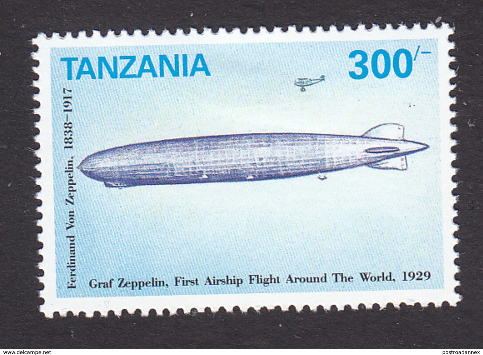 Tanzania, Scott #960, Mint Hinged, Graf Zeppelin, Issued 1992 - Tanzanie (1964-...)