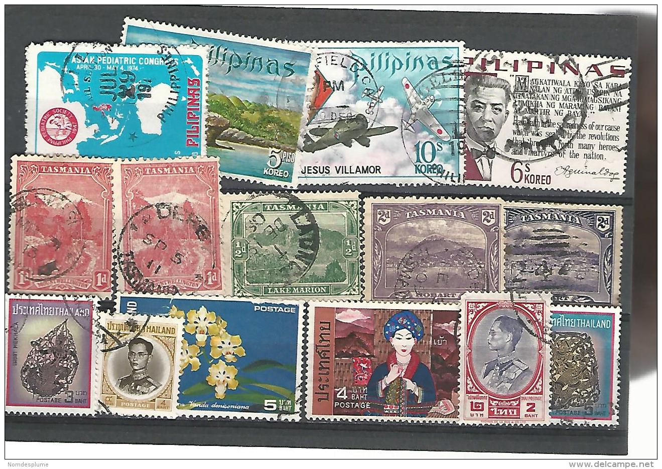 55378  ) Collection Philippines Tasmania Thailand Postmark - Collections (without Album)